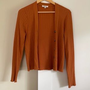 Madewell Pointelle Ribbed Cardigan Sweater in Mulled Cider